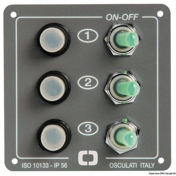 Tableau électrique avec 3 interrupteurs réarmables  - N°1 - comptoirnautique.com 