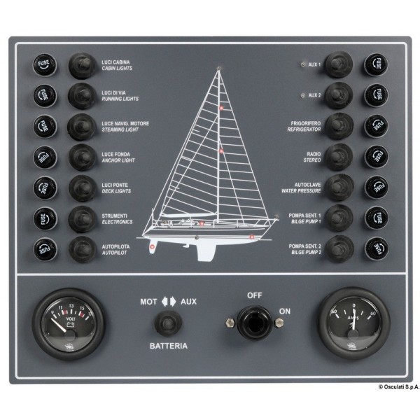 Tableau électrique bateau à voile 14 interrupteurs  - N°1 - comptoirnautique.com