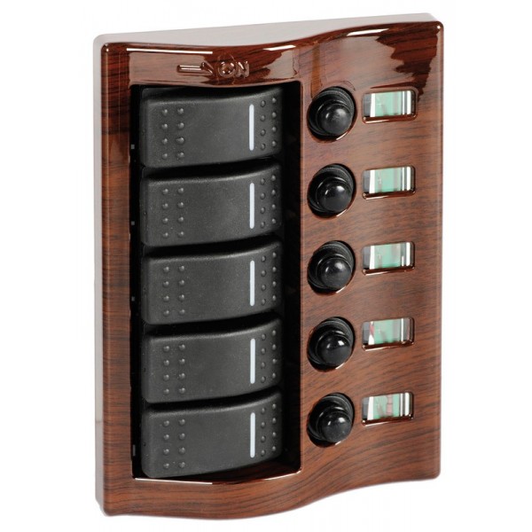 5-interrupt switchboard mahogany housing - N°1 - comptoirnautique.com