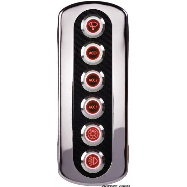 Backlit carbon fiber panel. Red LED - N°1 - comptoirnautique.com