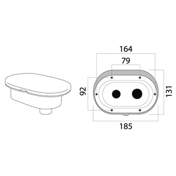 Coffret douche blanc Oval PVC 2,5m sortie arrière  - N°2 - comptoirnautique.com 