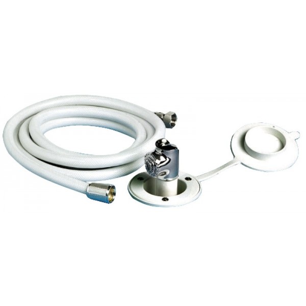 Button shower white finish PVC pipe 2.5 m Flat-mounted - N°2 - comptoirnautique.com