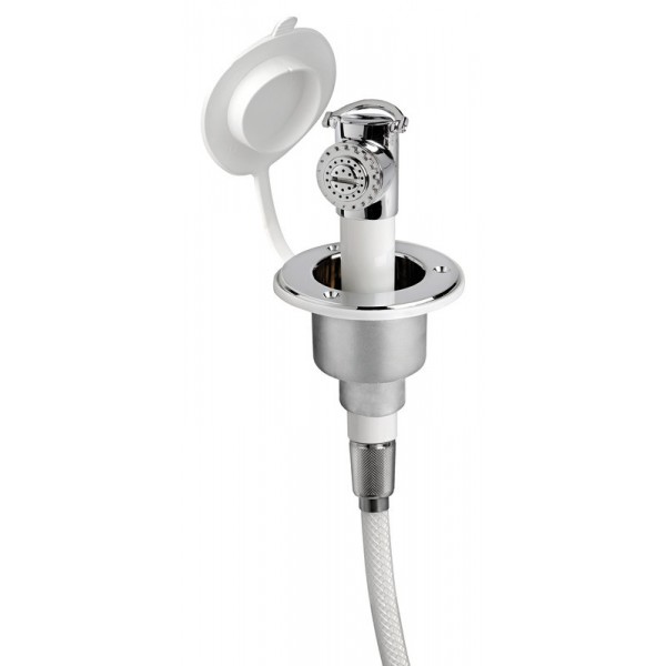 Manopola doccia finitura cromo Tubo flessibile in PVC 4 m Montaggio piatto - N°1 - comptoirnautique.com