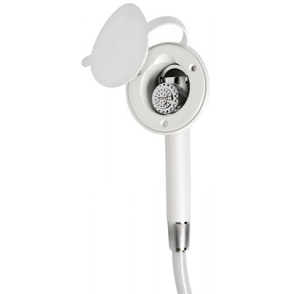 Doccia a pulsante finitura bianca Tubo flessibile in PVC 2,5 m Montaggio a parete - N°2 - comptoirnautique.com