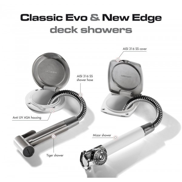 Boîtier douche blanc Classic Evo tuyau PVC 2,5 mm Montage à plat - N°7 - comptoirnautique.com