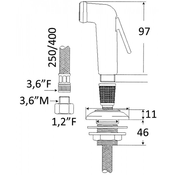 Teléfono de ducha Utilitario Manguera PVC 2,5 m Soporte puente - N°2 - comptoirnautique.com