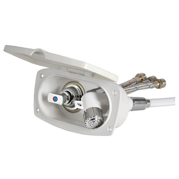 Cabina doccia New Edge tubo in PVC bianco 4 m Uscita doccia incrociata - N°1 - comptoirnautique.com