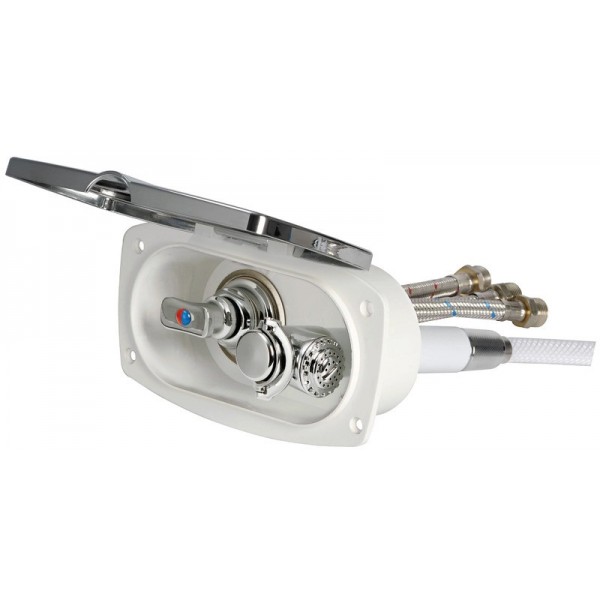 Duschbox New Edge verchromt PVC-Schlauch 2,5 m Brauseabgang hinten - N°1 - comptoirnautique.com