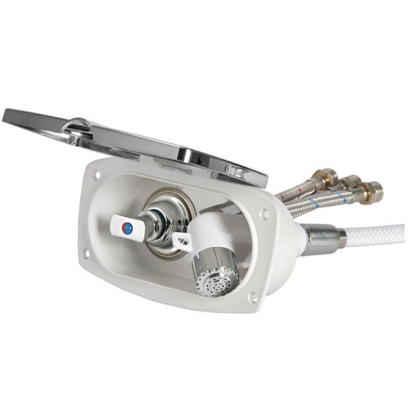 New Edge box doccia cromato Tubo flessibile in PVC 4 m Uscita doccia trasversale - N°1 - comptoirnautique.com
