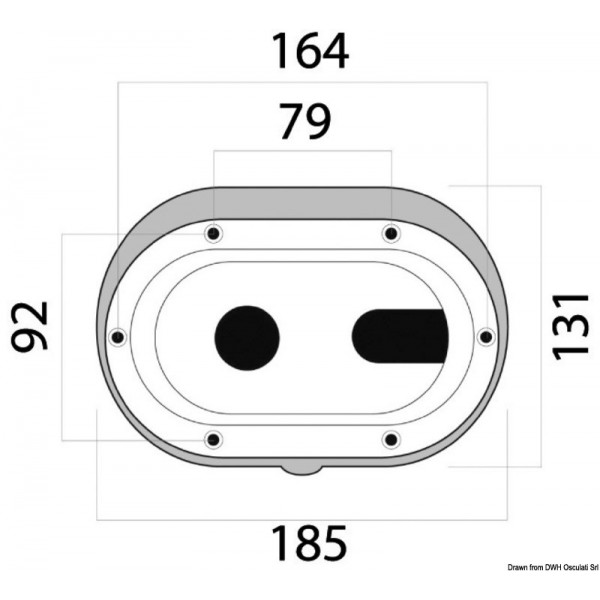 Divisória de duche oval com porta transv. 185x131 - N°1 - comptoirnautique.com 