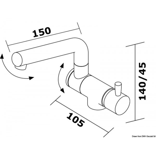 Miscelatore doppio articolato pieghevole acqua ch/fr - N°2 - comptoirnautique.com