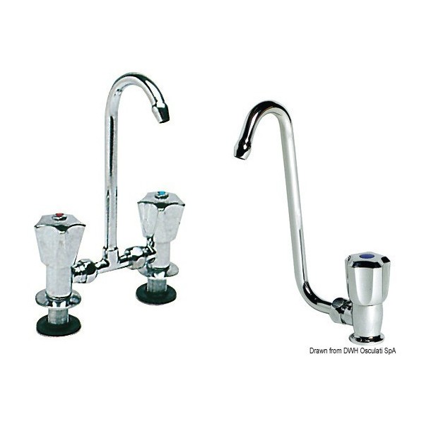 Chrome-plated brass articulated mixer tap hot / cold - N°1 - comptoirnautique.com