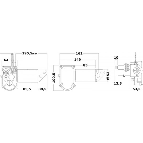 Moteur pour bras et brosses 12 V 20 W 51 mm  - N°2 - comptoirnautique.com 