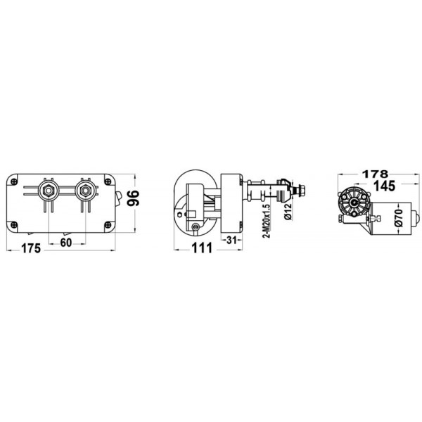 Moteur pour bras et brosses 12 V 50 W  - N°2 - comptoirnautique.com