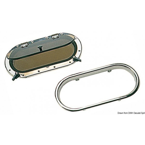 AISI316 SCM oblò ovale 360 x 160 mm - N°1 - comptoirnautique.com