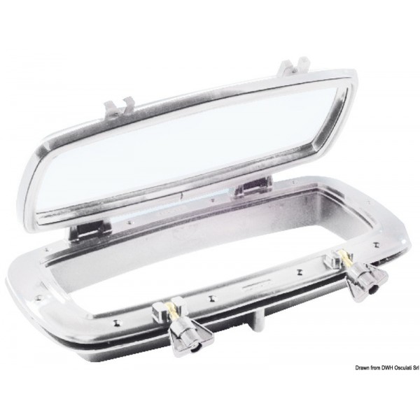 Finestra in acciaio inox bianco su-flangia in nylon 320 x 120 mm  - N°1 - comptoirnautique.com