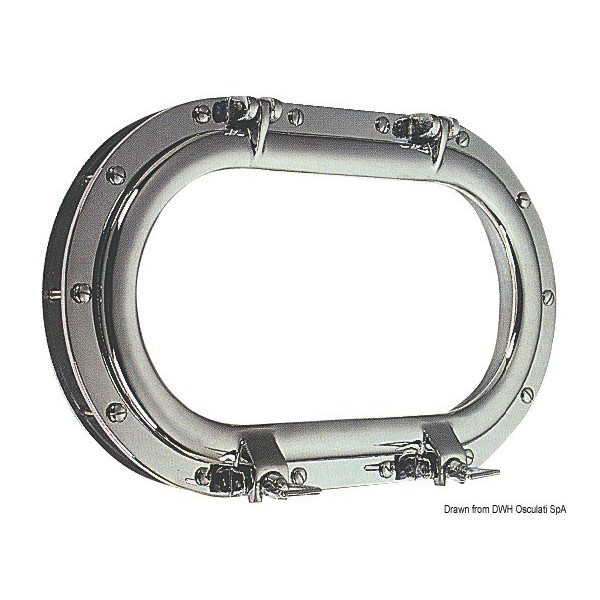 Chrome-plated brass oval porthole 265 x 435 mm - N°1 - comptoirnautique.com 