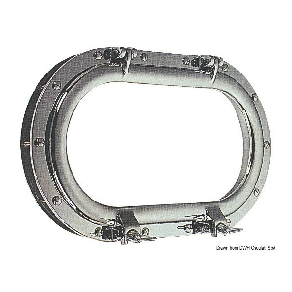 Finestra ovale in ottone cromato 265 x 435 mm - N°1 - comptoirnautique.com