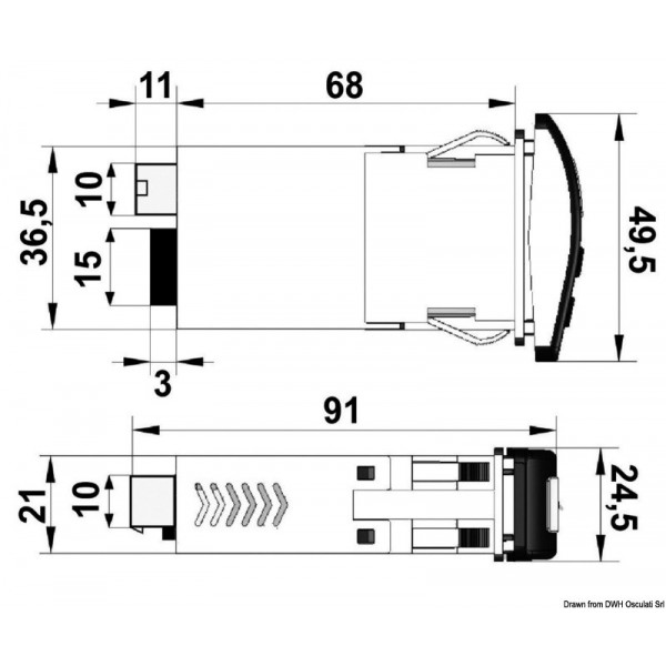 Switch for 1 windscreen wiper 4 A - N°2 - comptoirnautique.com 