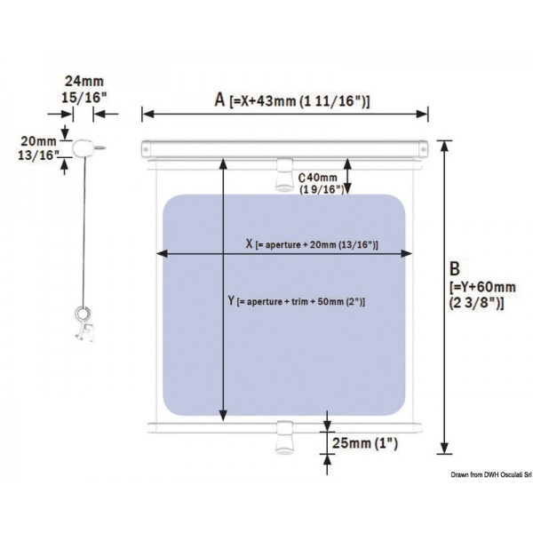 Oceanair roll-up curtain 340 x 280 mm White roll housing - N°2 - comptoirnautique.com 