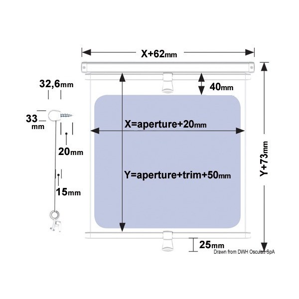 Cortina enrollable Oceanair Cabinshade 360 x 440 mm - N°2 - comptoirnautique.com