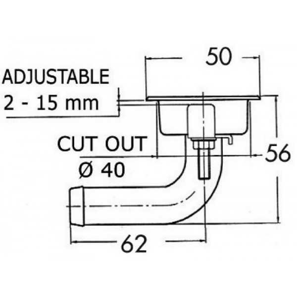 Edelstahl-Kraftstofffächer bündig mit Kopf 50 mm - N°3 - comptoirnautique.com