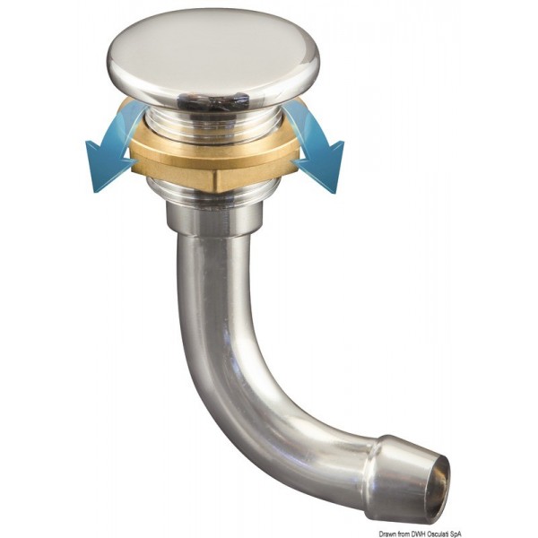 Full Flush 90° Ø16mm chrome-plated brass fuel vent - N°1 - comptoirnautique.com