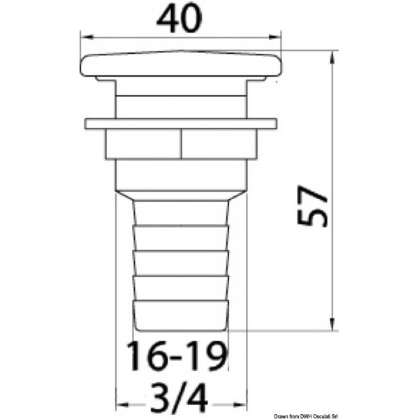 Sfiato in ottone cromato a filo, diritto da 16 mm - N°2 - comptoirnautique.com