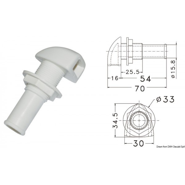 Bocal de plástico Ø 16 mm - N°1 - comptoirnautique.com