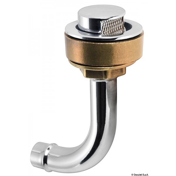 Chrome-plated brass vent bent 90° left 16 mm - N°1 - comptoirnautique.com