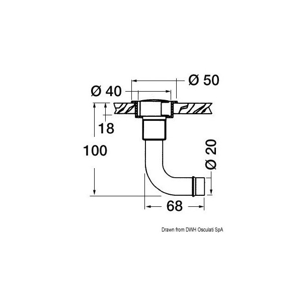 Chrome-plated brass vent bent 90° left 16 mm - N°2 - comptoirnautique.com