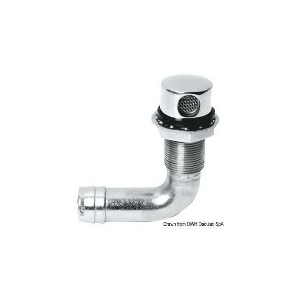 Purgador de combustível 90° em aço inoxidável polido com espelho 19 mm - N°1 - comptoirnautique.com