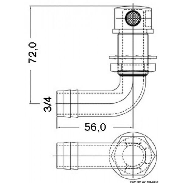 Purgador de combustível 90° em aço inoxidável polido com espelho 19 mm - N°2 - comptoirnautique.com