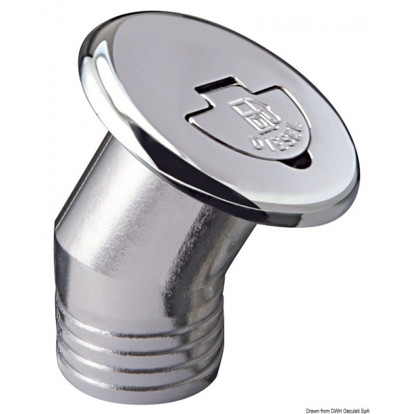 Chrome-plated brass filler cap 30° WATER 38 mm - N°1 - comptoirnautique.com