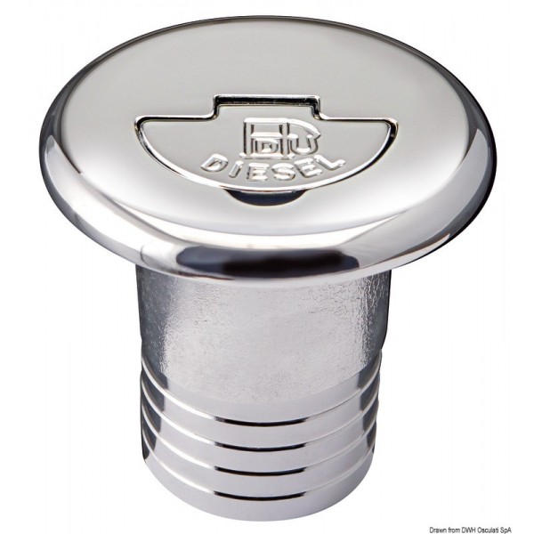 Straight chrome-plated brass filler cap WATER 38 mm - N°1 - comptoirnautique.com