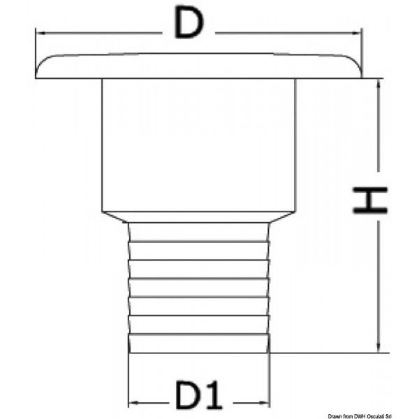 Tappo diritto in ottone cromato ACQUA 38 mm - N°2 - comptoirnautique.com
