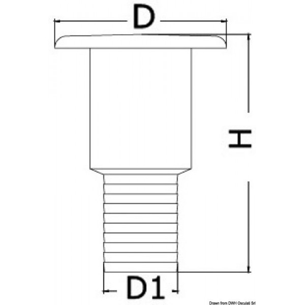 Bouchon nable laiton chromé col long WASTE 38 mm  - N°4 - comptoirnautique.com