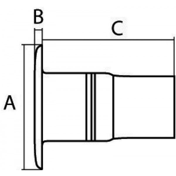 Verschluss WASTE AISI316 geformt poliert 38mm 96,3mm - N°3 - comptoirnautique.com