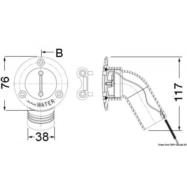FUEL cap inclined 30° AISI316 mirror polished 38 mm - N°1 - comptoirnautique.com