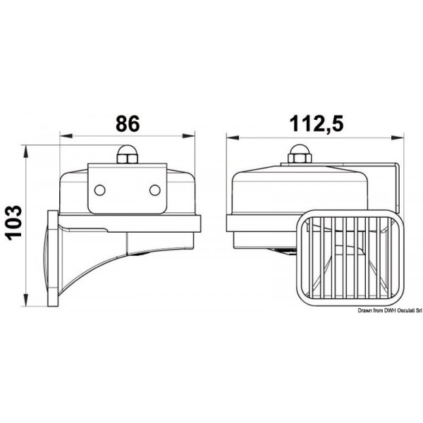 Avertisseur haute puissance simple 12V  -Osculati - N°2 - comptoirnautique.com