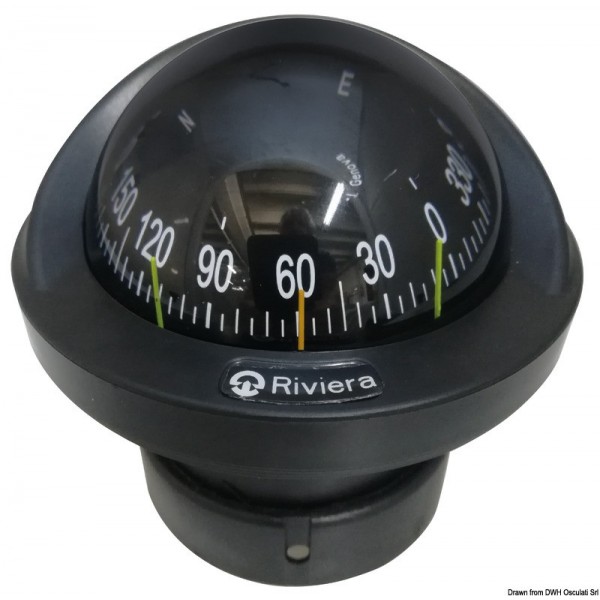 Kompass RIVIERA Artica Slim 2"3/4 eingelassen schwarz, rosa schwarz - N°1 - comptoirnautique.com 