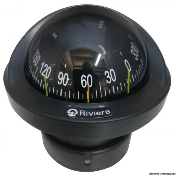 RIVIERA Artica Slim 2"3/4 bussola da incasso nera, rosa nera - N°1 - comptoirnautique.com