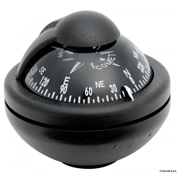 RIVIERA Comet 2" black compass with stirrup - N°1 - comptoirnautique.com