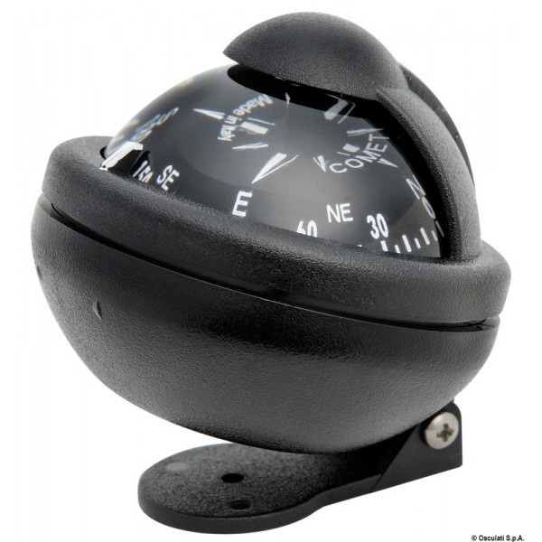 RIVIERA Comet 2" black compass with stirrup - N°3 - comptoirnautique.com