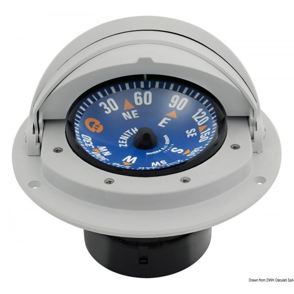 Bussola RIVIERA da 3" con cupola rosa-blu/cassa grigia - N°1 - comptoirnautique.com