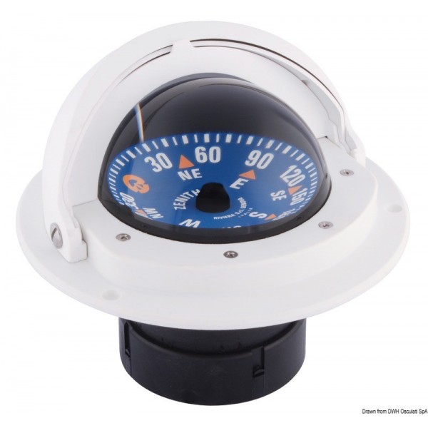 3" bussola RIVIERA con cupola rosa-blu e cassa bianca - N°1 - comptoirnautique.com