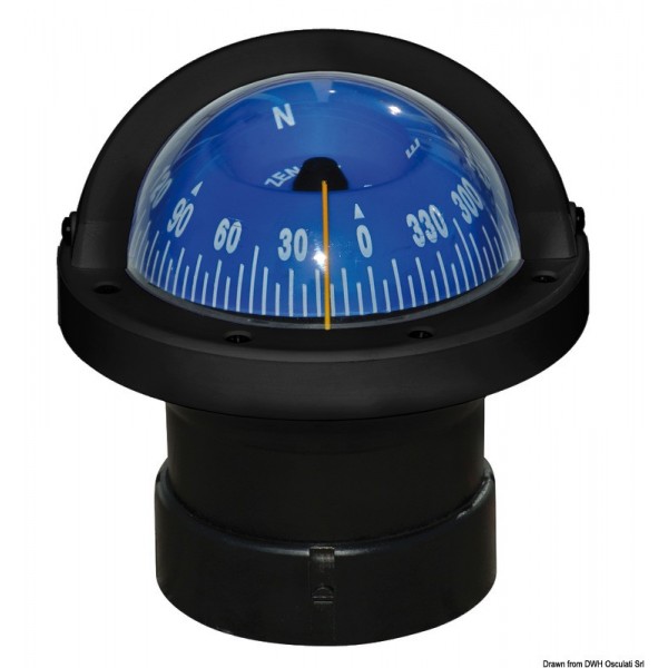 Bussola da 3" RIVIERA Zenith SLIM nera, rosone nero anteriore - N°1 - comptoirnautique.com