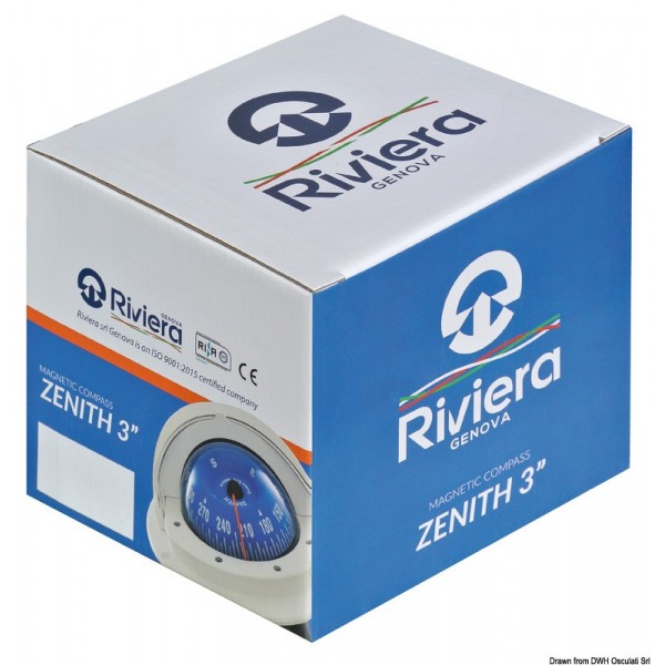 Bussola da 3" RIVIERA Zenith SLIM nera, rosone nero anteriore - N°3 - comptoirnautique.com