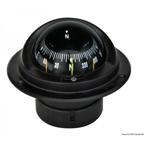 IDRA compact flush-mount compass black rose front. - N°1 - comptoirnautique.com 
