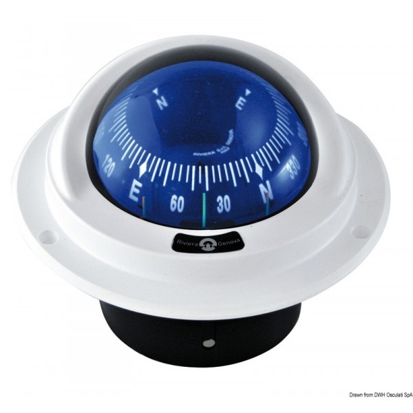 Bussola compatta IDRA, da incasso, frontale con rosone blu. - N°1 - comptoirnautique.com